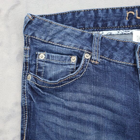 Rue21 Pants Womens 10 Blue Denim Flat Front Mid Rise Boot Pockets Jeans - Picture 12 of 16